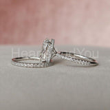 2.2ct Oval Simulated Diamond Hidden Halo Band Bridal Set 14k White Gold Plated
