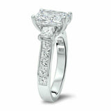 4.5ct Radiant Cut Diamond Princess Accents Engagement Ring 14K White Gold Finish