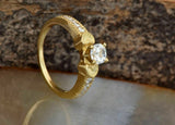 Accents Solitaire Engagement Ring 2.2ct Round Cut Diamond 14k Yellow Gold Finish