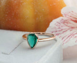 1ct Engagement Ring Pear Cut Green Emerald Solitaire 14k Yellow Gold Finish