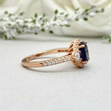 2.3ct Engagement Ring Oval Cut Sapphire Diamond Accent Halo 14k Rose Gold Finish