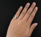 2ct Emerald Cut Diamond Sapphire Accent Engagement Ring 14k White Gold Finish