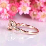 1.3ct Oval Cut Morganite Engagement Ring Art Deco Milgrain 14k Rose Gold Finish