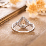 1ct Pear Cut Simulated Morganite Infinity Engagement Ring 14k White Gold Plated