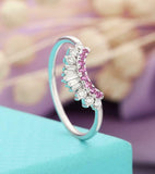 1.5ct Baguette Cut VVS1D Diamond Wedding Band Curved Crown 14k White Gold Finish