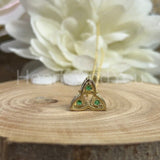 0.6ct Round Simulated Green Emerald Trinity Knot Celtic Pendant 14k Yellow Gold