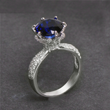 2ct Round Cut Blue Sapphire Engagement Ring 18k WhiteGold Over Accents Solitaire