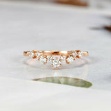 1.2ct Round Cut Diamond Wedding Band Curved Half Eternity 14k Rose Gold Finish