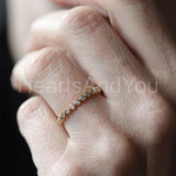 0.1ct Round Cut Moissanite Dainty Bezel Set Wedding Band 14k White Gold Plated