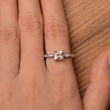 1.5ct Engagement Ring Asscher Peach Morganite Diamond Accent 14k White Gold Over