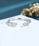 0.2ct Round Cut Moissanite Open Cuff Women Wedding Band 14k White Gold Plated
