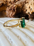 2.2ct Green Emerald Cut Simulated Solitaire Engagement Ring 14k WhiteGold Plated