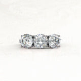 2.1ct Round Cut Moissanite Three Stone Engagement Ring 14k White Gold Plated