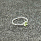 0.4ct Engagement Ring Trillion Cut Green Peridot Solitaire 14k White Gold Finish