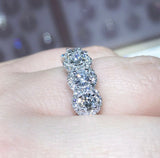 4Ct Round Diamond Five Stone Cluster Halo Engagement Ring 14K White Gold Finish