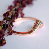 0.5ct Round Cut Simulated Black Diamond Curved Wedding Band 14K Rose Gold Plated