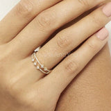 0.5ct Round Cut Moissanite Tiled Split Wedding Band 14k Yellow Gold Plated