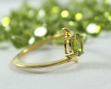 1ct Engagement Ring Oval Cut Green Peridot Bypass Solitaire 14k Yellow Gold Over