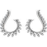 1ct Round Cut VVS1 Diamond Leaf Design Drop Earrings Women 14k White Gold Finish
