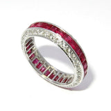 6Ct Princess Cut Pink Ruby Diamond Channel Set Wedding Band 14K White Gold Over