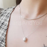 2ct Oval Cut Simulated Diamond Cluster Pendant with Chain 14k White Gold Plated