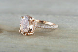 1.5ct Oval Cut Peach Morganite Halo Solitaire Engagement Ring 14k Rose Gold Over
