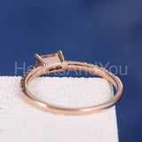 1ct Baguette Cut Simulated Morganite Round Accents Ring 14k Rose Gold Plated