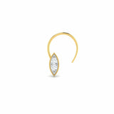 0.3ct Round Cut Diamond Leaf Nose Pin Ring Piercing Women 14k Yellow Gold Finish