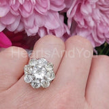 2.2ct Round Cut Moissanite Cluster Floral Engagement Ring 14k White Gold Plated