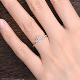 Curved Crown Wedding Ring Band 1ct Marquise Cut Diamond 14k White Gold Finish