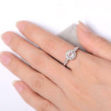 2.1ct Round Cut Peach Morganite Halo Diamond Accents Ring 14k White Gold Finish