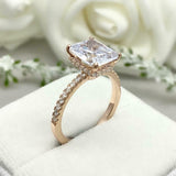 2.3ct Engagement Ring Radiant Cut Diamond Hidden Halo 14k Yellow Gold Finish
