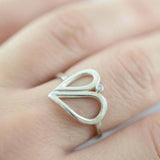 0.1ct Round Cut VVS1D Diamond Engagement Ring Petal Leaf 14k White Gold Finish