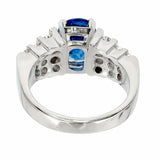 2.7ct Oval Cut Blue Sapphire Engagement Ring Round Accent 14k White Gold Finish