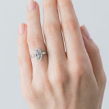 2ct Oval Cut Diamond Engagement Ring Baguette Accents Trilogy 14k WhiteGold Over