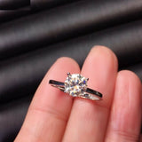 4 Prong Solitaire Engagement Ring 1ct Round Cut Diamond 14k White Gold Finish