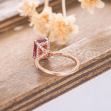 1ct Emerald Cut Simulated Morganite Accented Engagement Ring 14k RoseGold Plated