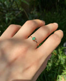 0.3ct Engagement Ring Pear Cut Emerald Minimalist Trilogy 14k Yellow Gold Finish