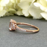 Accents Solitaire Engagement Ring 2.3ct Emerald Cut Diamond 14k Rose Gold Finish