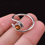 0.35ct Engagement Ring Round Cut Citrine Swirl Solitaire 14k White Gold Finish