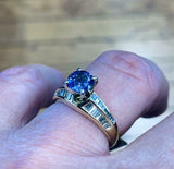 4ct Engagement Ring Round Cut Blue Sapphire Cocktail 14k Yellow Gold Finish