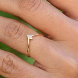 0.15ct Wedding Band Round Cut Diamond Minimalist Curved 14k Yellow Gold Finish