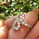 2.2ct Round Cut Moissanite Infinity Love Engagement Ring 14k White Gold Plated