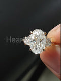 2.3ct Oval Cut Simulated Diamond Bridal Set Curved Trilogy 14k White Gold Plated