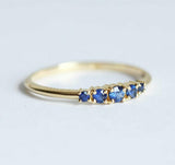 1ct Round Blue Sapphire Engagement Ring 14k Yellow Gold Over 5 Stone Minimalist