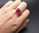 2.25ct Engagement Ring Oval Cut Pink Ruby Diamond Petite 14k White Gold Finish