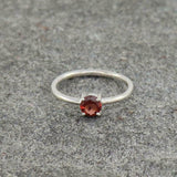0.5ct Engagement Ring Round Cut Red Garnet Solitaire Women 14k White Gold Finish
