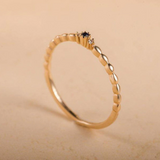 0.5ct Engagement Ring Round Cut Blue Sapphire Minimalist 14k Yellow Gold Finish