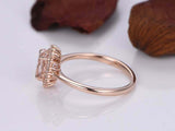 1.5ct Oval Cut Peach Morganite Engagement Ring Diamond Floral 14k Rose Gold Over