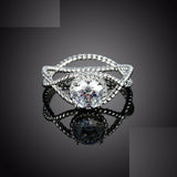 0.6ct Round Cut Diamond Engagement Ring 14k White Gold Finish Split Rope Design